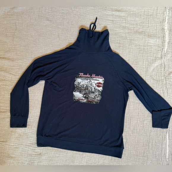 Harley Davidson Brushed Fleece Funnel Neck Sweatshirt sz XL - Picture 2 of 2